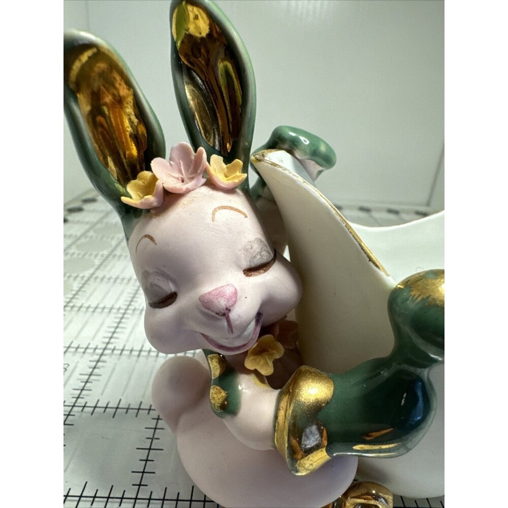 Vintage LEFTON Pink Bunny Rabbit Creamer/Planter Easter Anthropomorphic - Picture 15 of 16